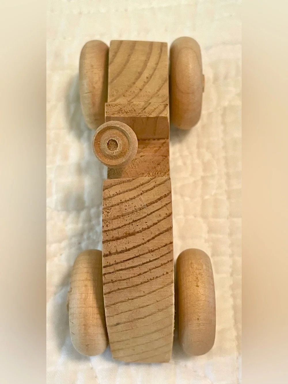 Natural Wood Toy Race Car - Unbranded (handmade one of a kind)